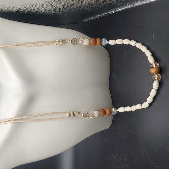 Native N3237 cracked white howlite and carnelian natural stone necklace - Picture 1 of 3
